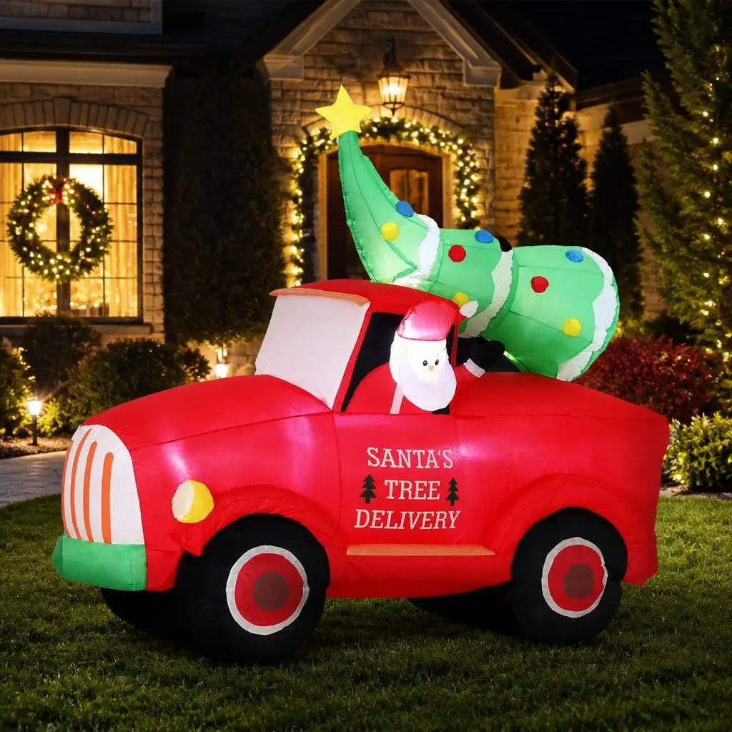 Christmas Inflatable Multicolour Santa Truck 1.6M LED Indoor Outdoor Decoration