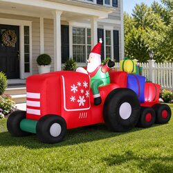 Compact and Bright Inflatable Santa Truck for Christmas