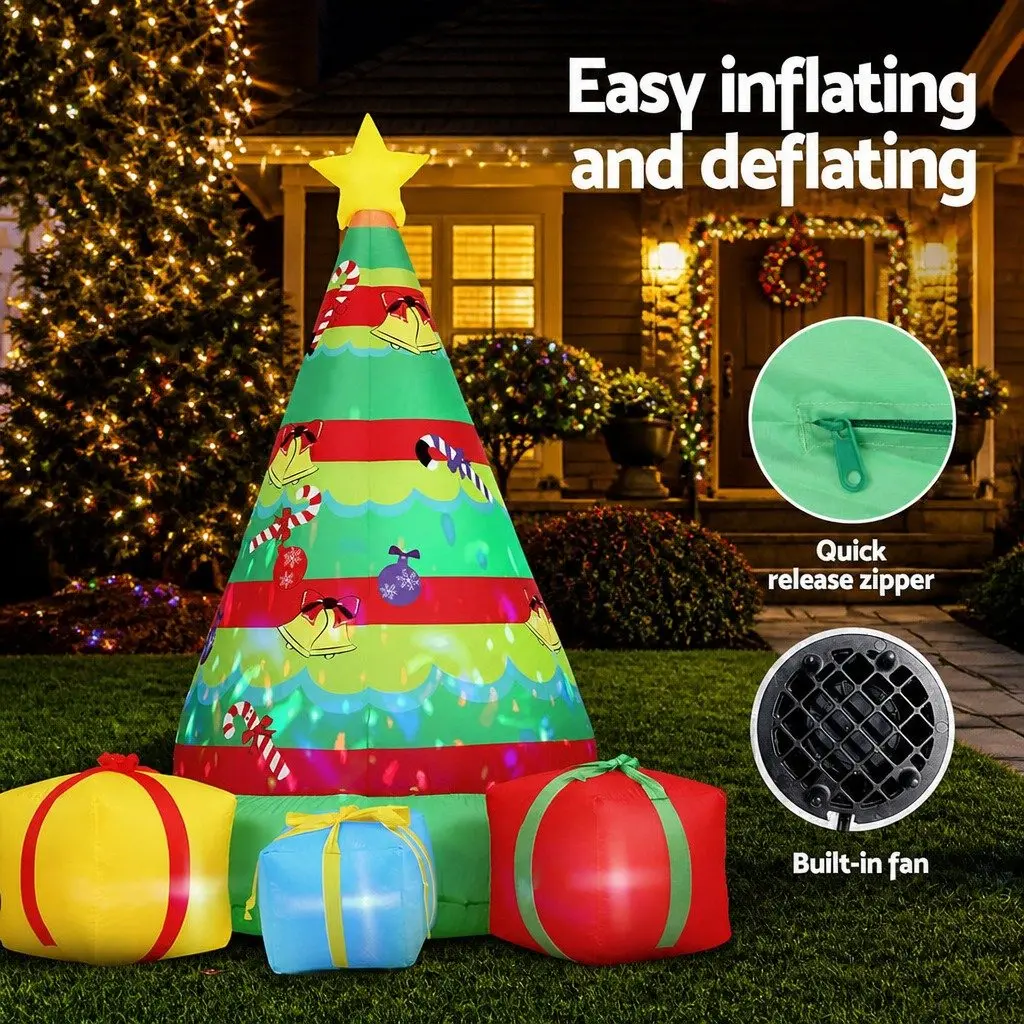 Christmas Inflatable Gift Tree 2.2M Height Flashing Light Outdoor Indoor