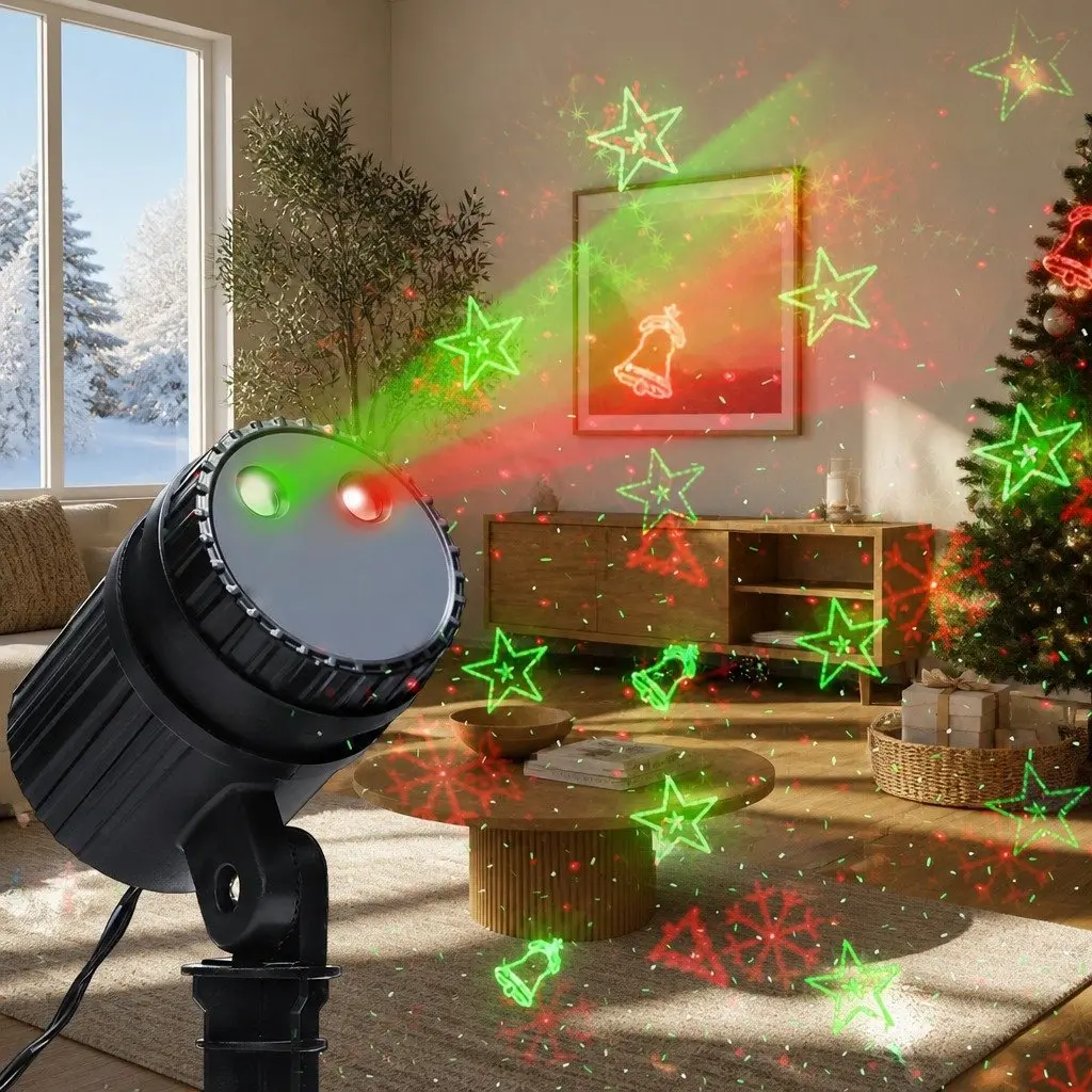 Laser Light Projector Red Green Flashing Remote Outdoor Decorations
