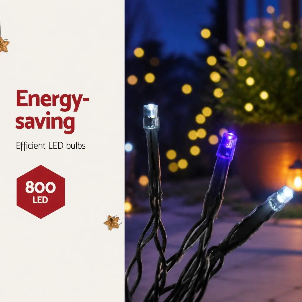 Icicle Lights Blue 20M 800 LED Outdoor Indoor Christmas Decoration 8 Modes