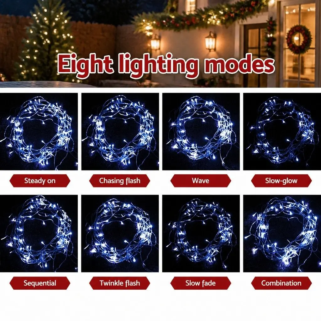 Icicle Lights Blue 20M 800 LED Outdoor Indoor Christmas Decoration 8 Modes