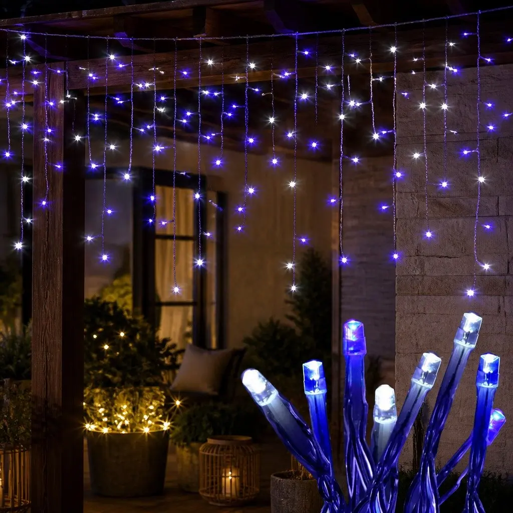 Icicle Lights Blue 20M 800 LED Outdoor Indoor Christmas Decoration 8 Modes