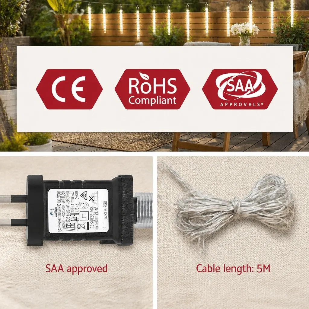 Icicle Shower Lights Cold White 12M 960 LED Low Power Consumption Water Resistant