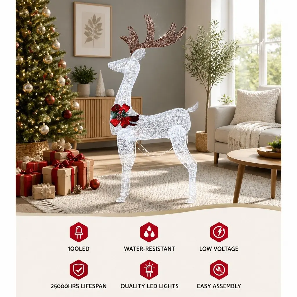 100 LED Reindeer Lights for Festive Decorations
