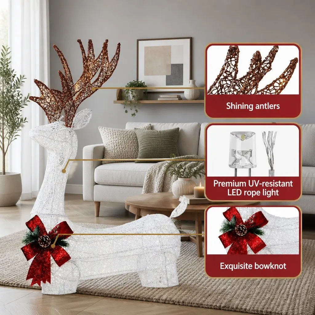 100 LED Reindeer Lights for Festive Decorations