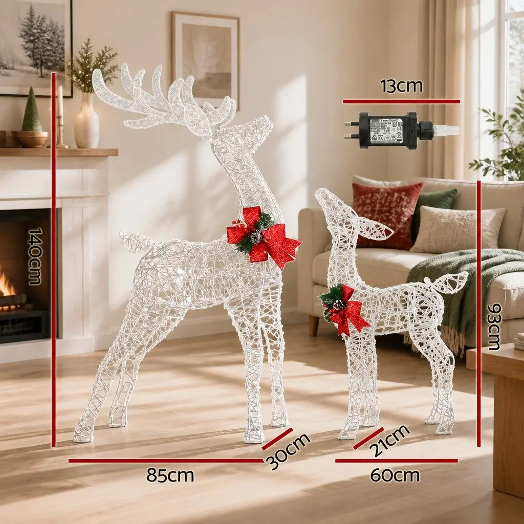 Christmas Lights White 2 PCS 3D Reindeer Warm White LED Indoor Outdoor Decorations