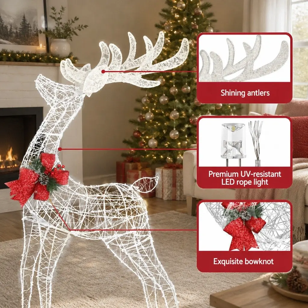 Christmas Lights White 2 PCS 3D Reindeer Warm White LED Indoor Outdoor Decorations
