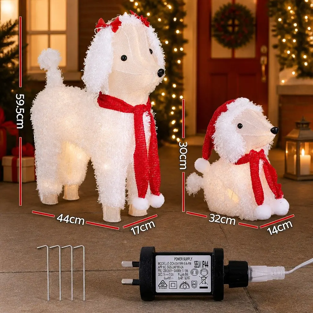 Christmas Dog Decorations 60 LED Lights Set Outdoor Garden Festive Display