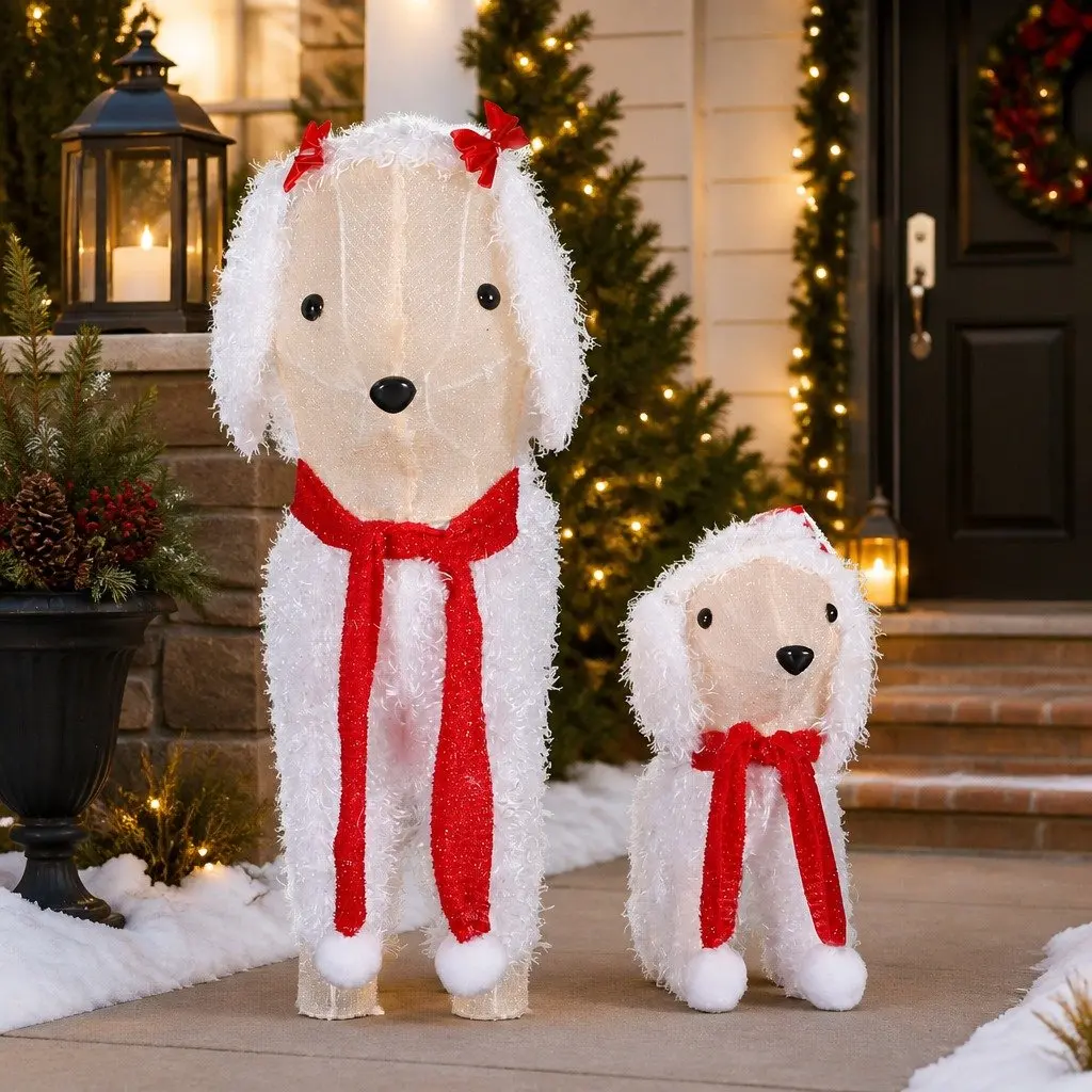 Christmas Dog Decorations 60 LED Lights Set Outdoor Garden Festive Display