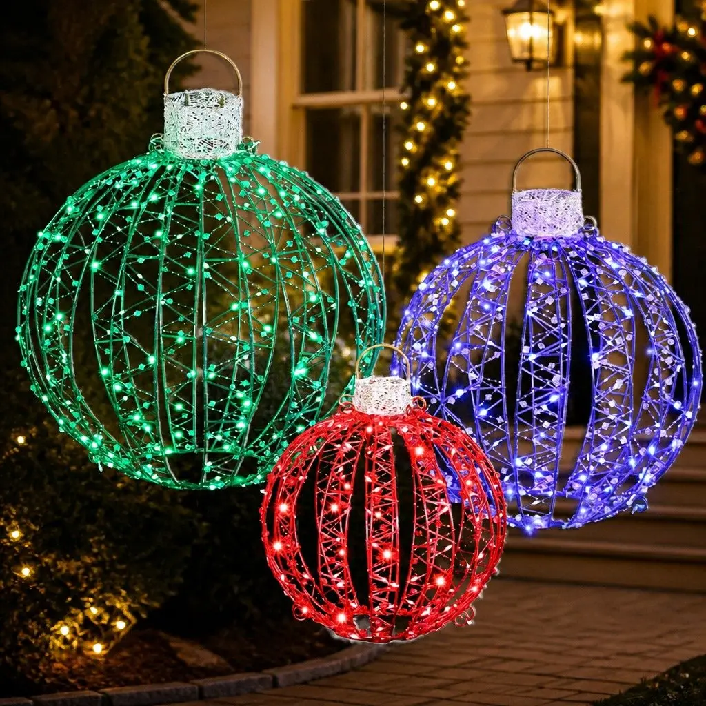 Christmas Lights Multicolour 320 LED 3 Ball Decorations Set Indoor Outdoor