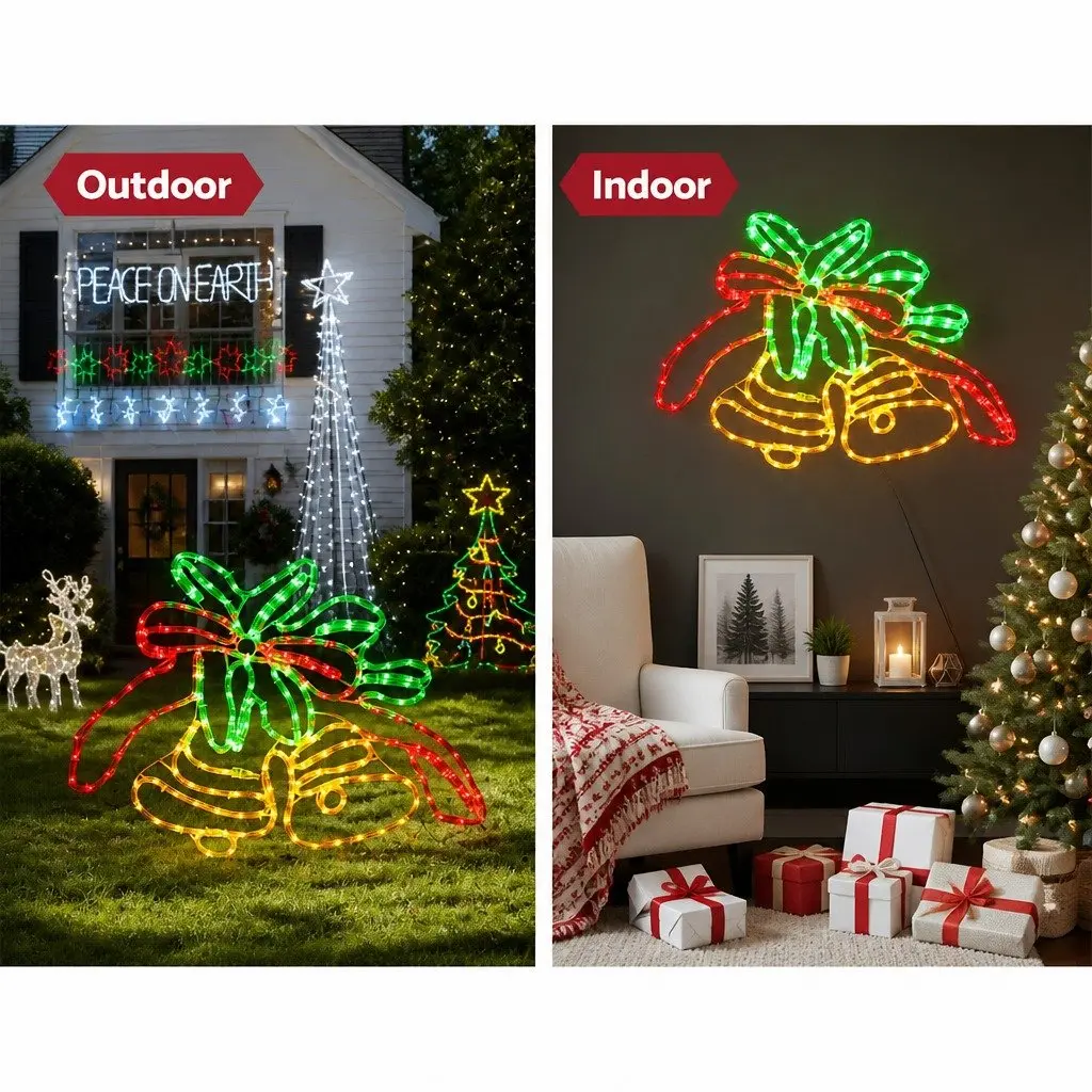 216 LED Multicoloured Christmas Bell Lights 0.76M Outdoor Indoor Decorations