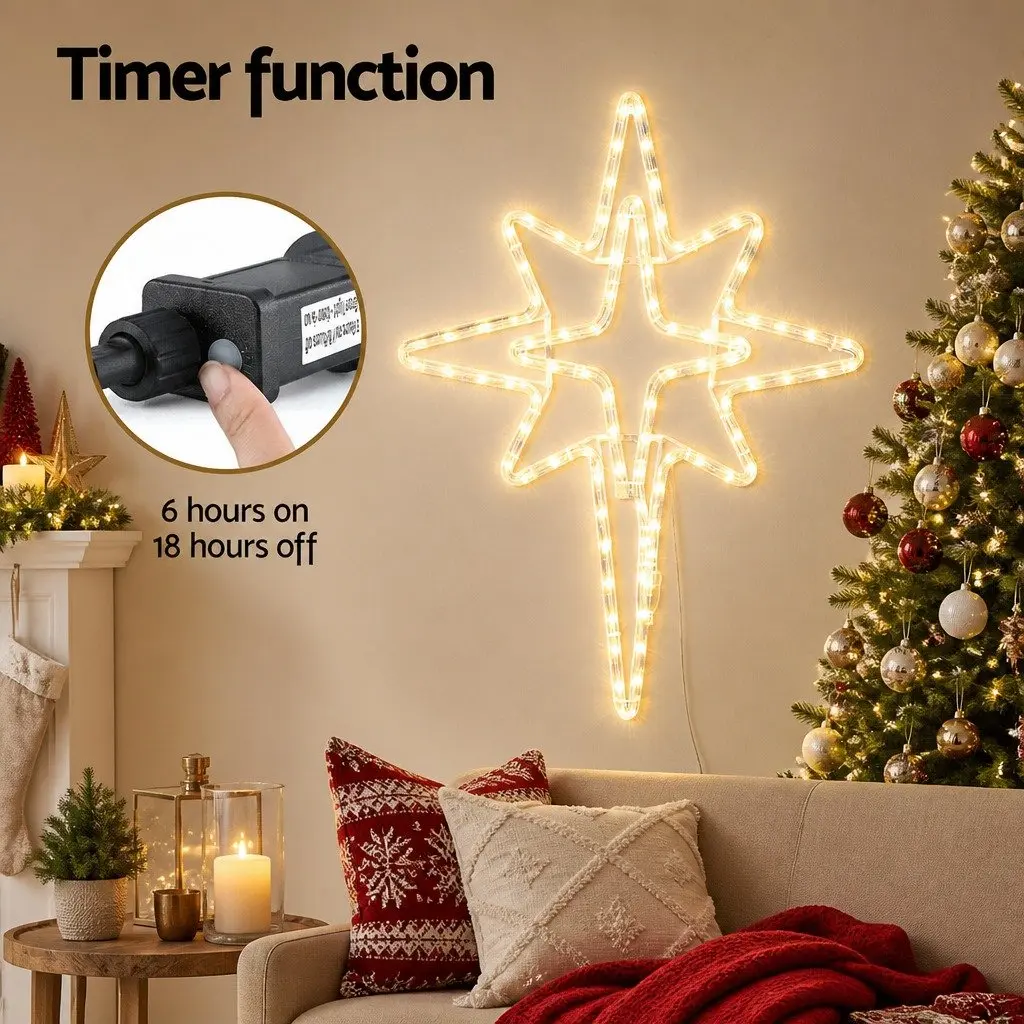Christmas Decoration Gold 57cm Bethlehem Star Light with 90 Warm White LEDs Indoor Outdoor