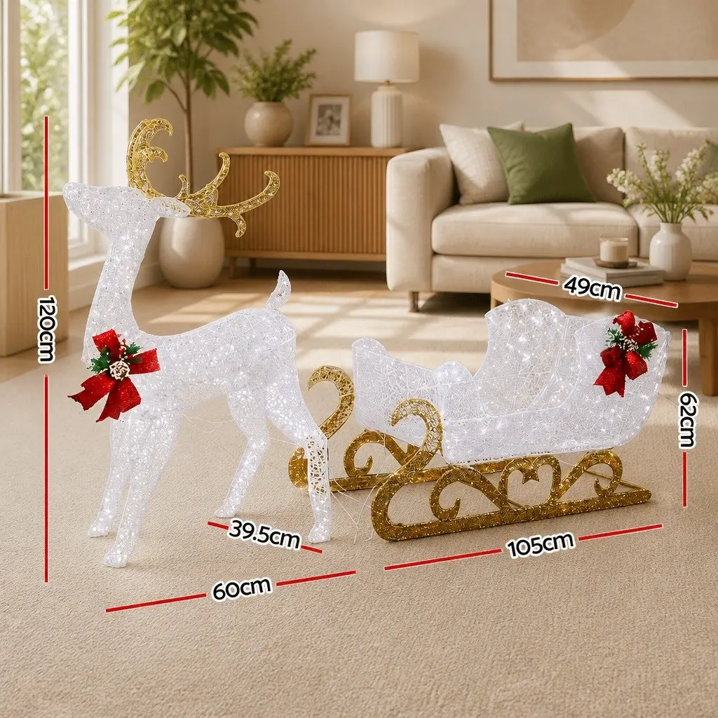 LED Christmas Lights Multi-color 215 Count 3D Reindeer Sleigh Indoor Outdoor Decoration