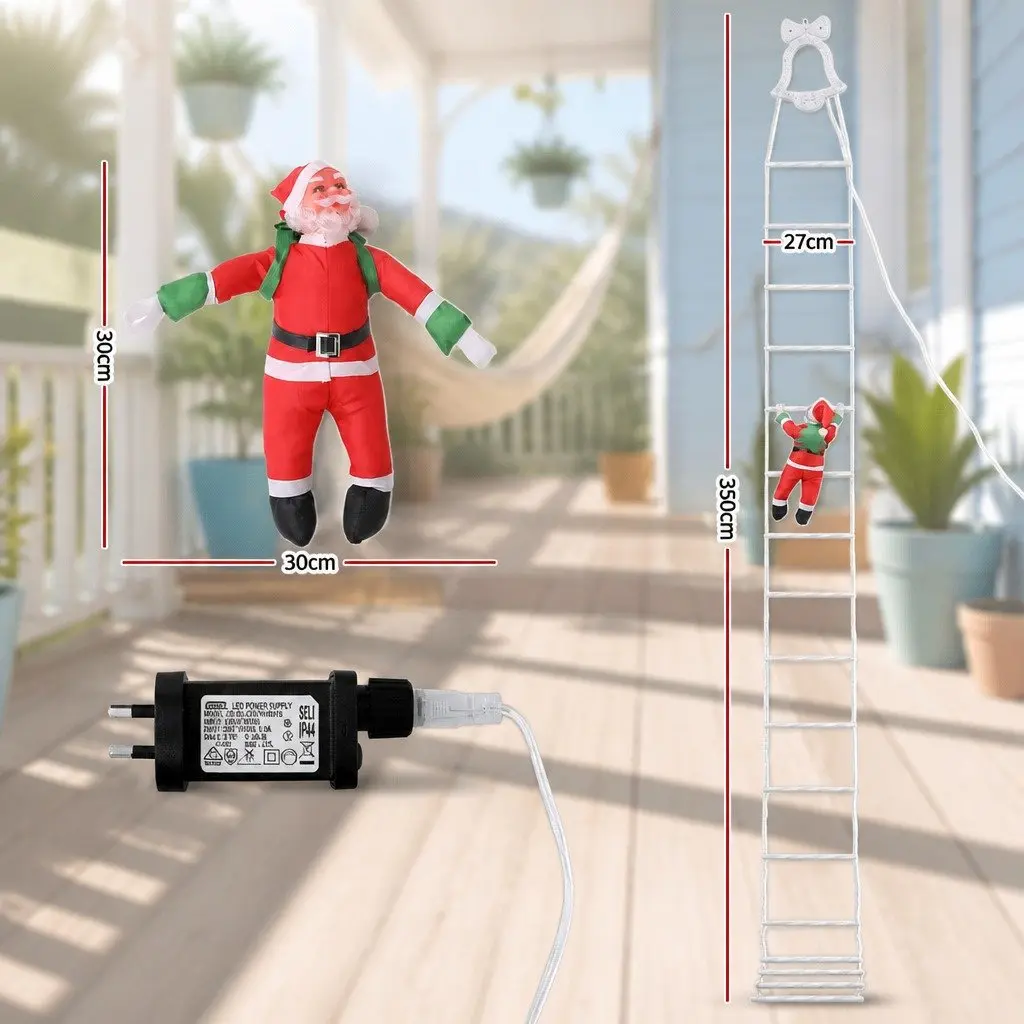 Christmas Ladder Lights Multicolour 3.5M 300 LED with Detachable Santa Claus