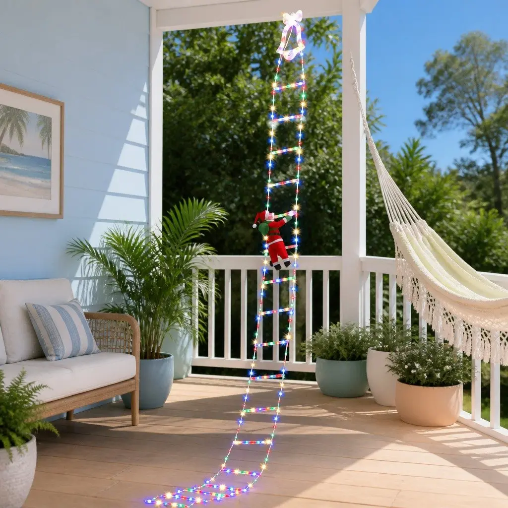 Christmas Ladder Lights Multicolour 3.5M 300 LED with Detachable Santa Claus