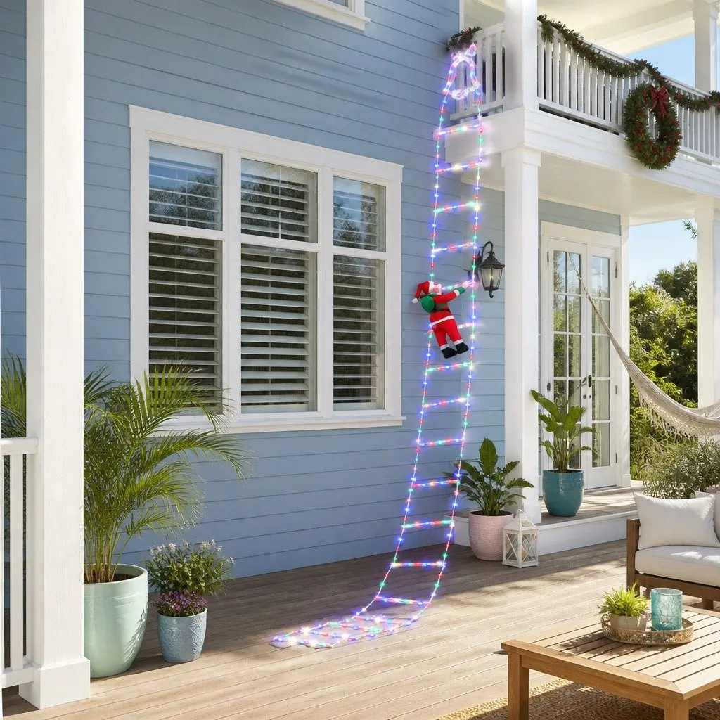 Christmas Ladder Lights Multicolour 3.5M 300 LED with Detachable Santa Claus