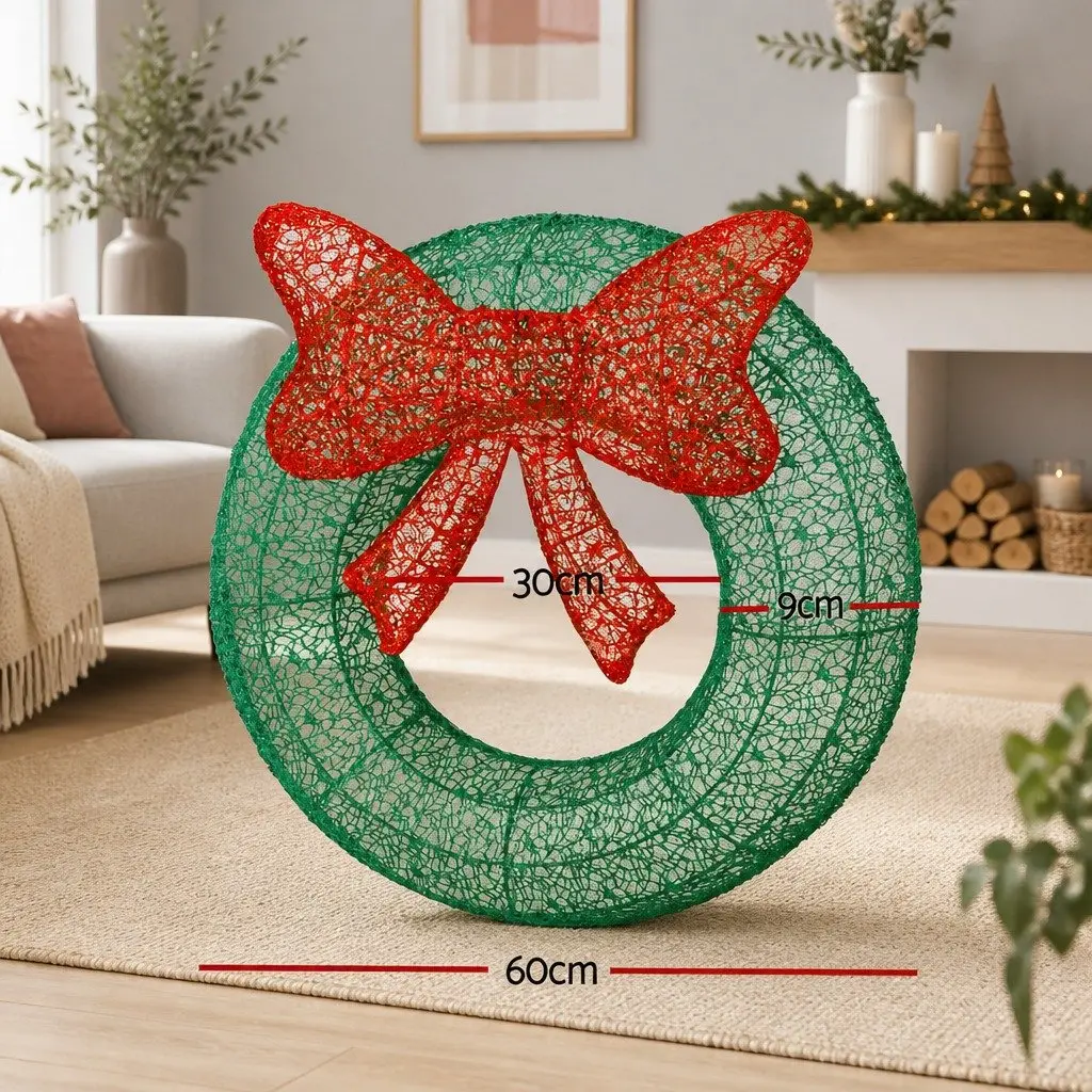 Solar Christmas Wreath Light White 60cm Outdoor LED Motif Warm White