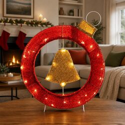 Christmas LED Bell Wreath 60cm Motif 30 Warm White Lights Outdoor Indoor
