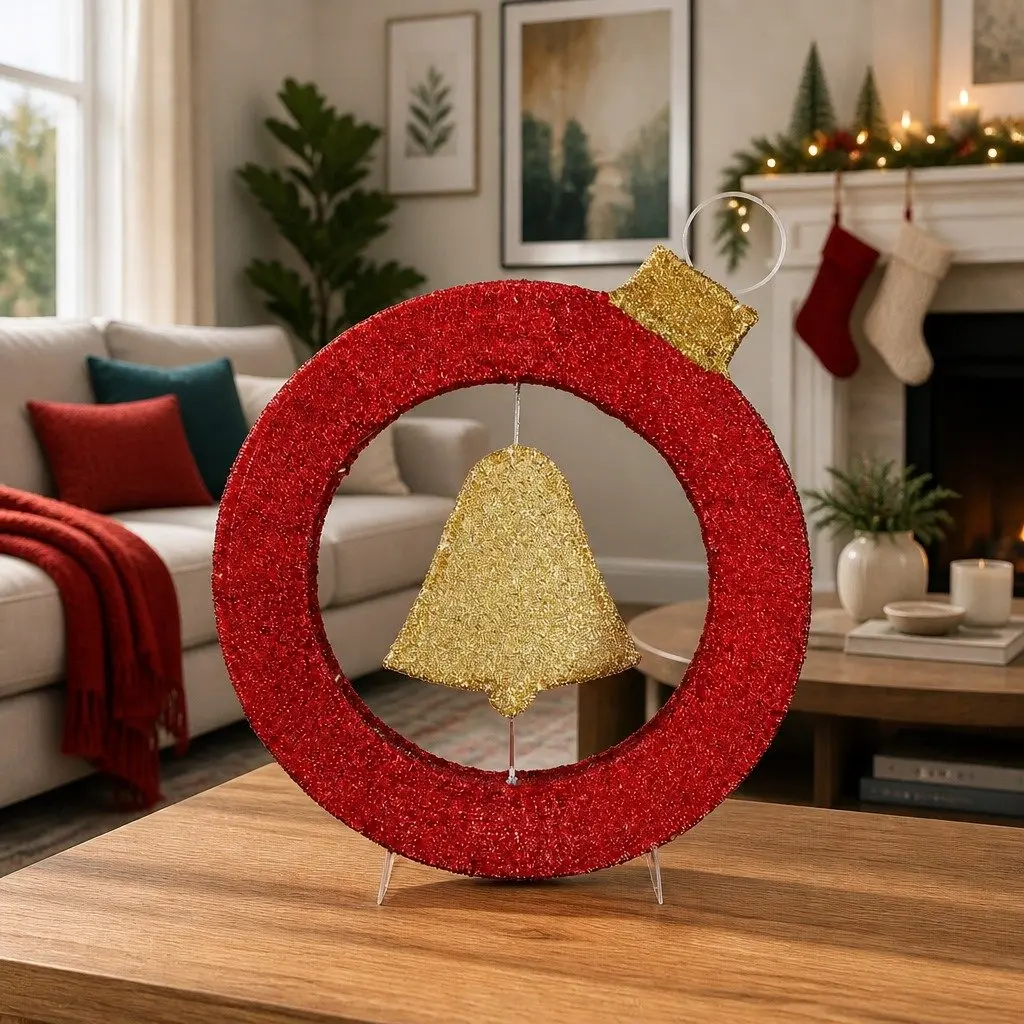 Christmas LED Wreath Multicolour 60cm 30 Warm White Lights Indoor Outdoor