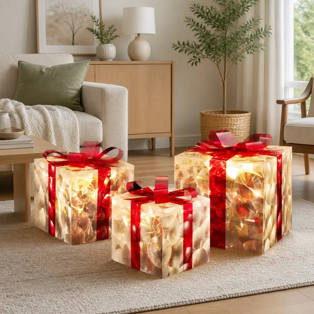 Christmas Lights Warm White 3 Piece Gift Box Indoor Outdoor Decoration 70 LED