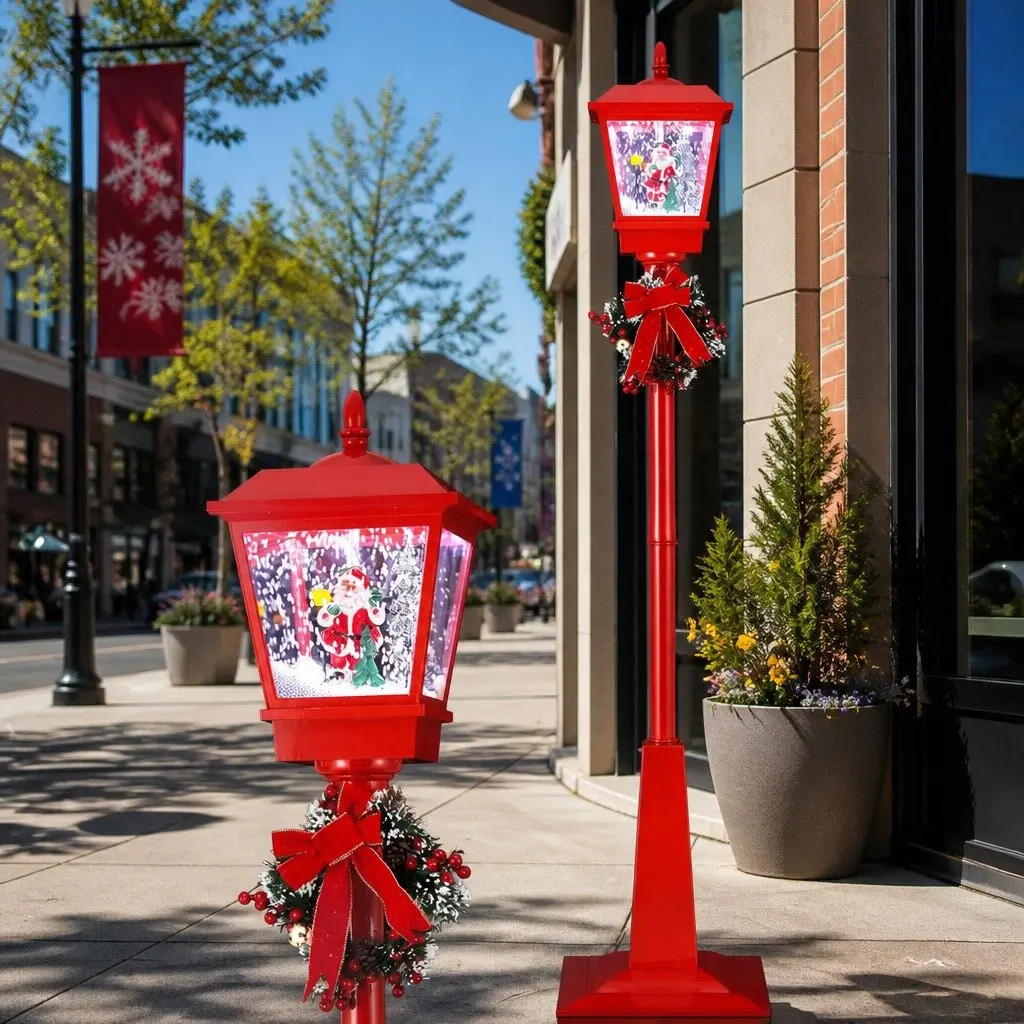 1.8M Christmas Lamp Post with Music & LED Lighting