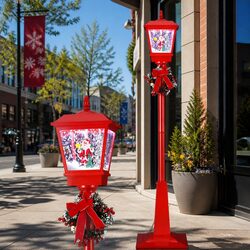 1.8M Christmas Lamp Post with Music & LED Lighting