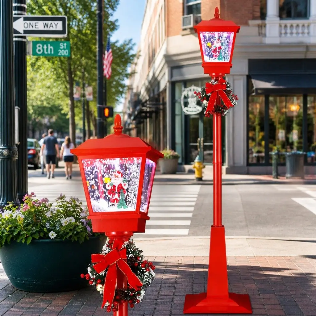 1.8M Christmas Lamp Post with Music & LED Lighting