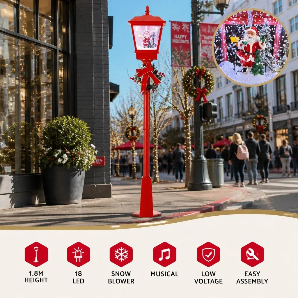 1.8M Christmas Lamp Post with Music & LED Lighting
