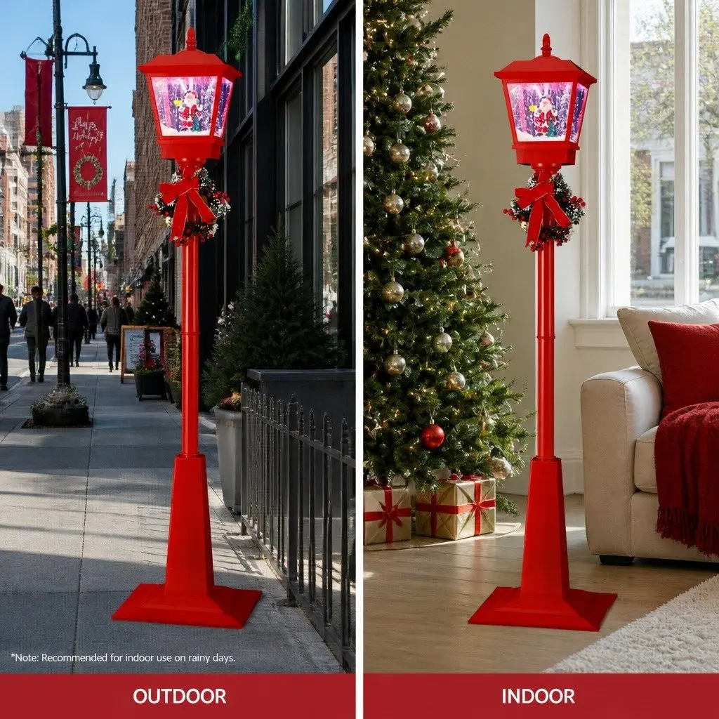 1.8M Christmas Lamp Post with Music & LED Lighting