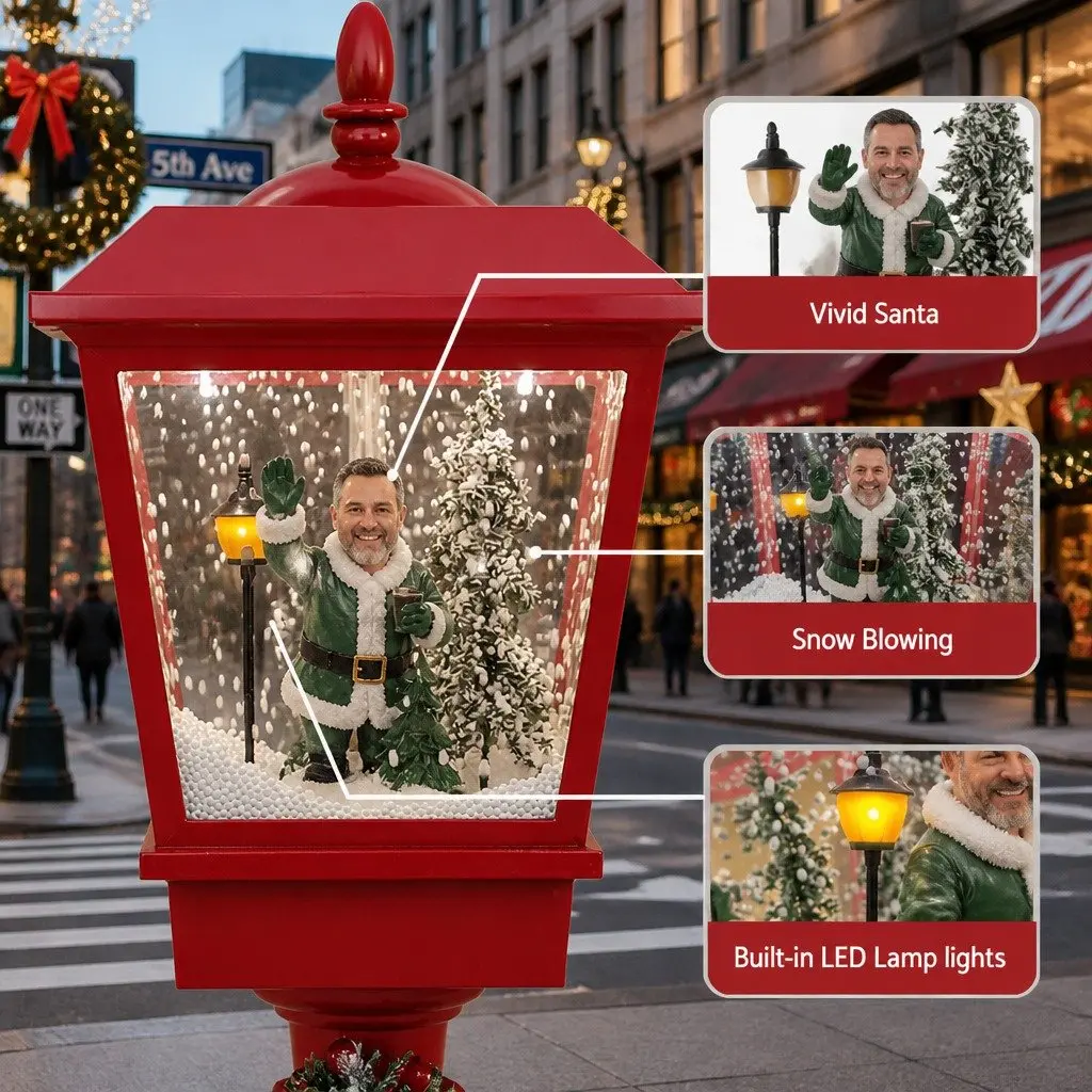 1.8M Christmas Lamp Post with Music & LED Lighting