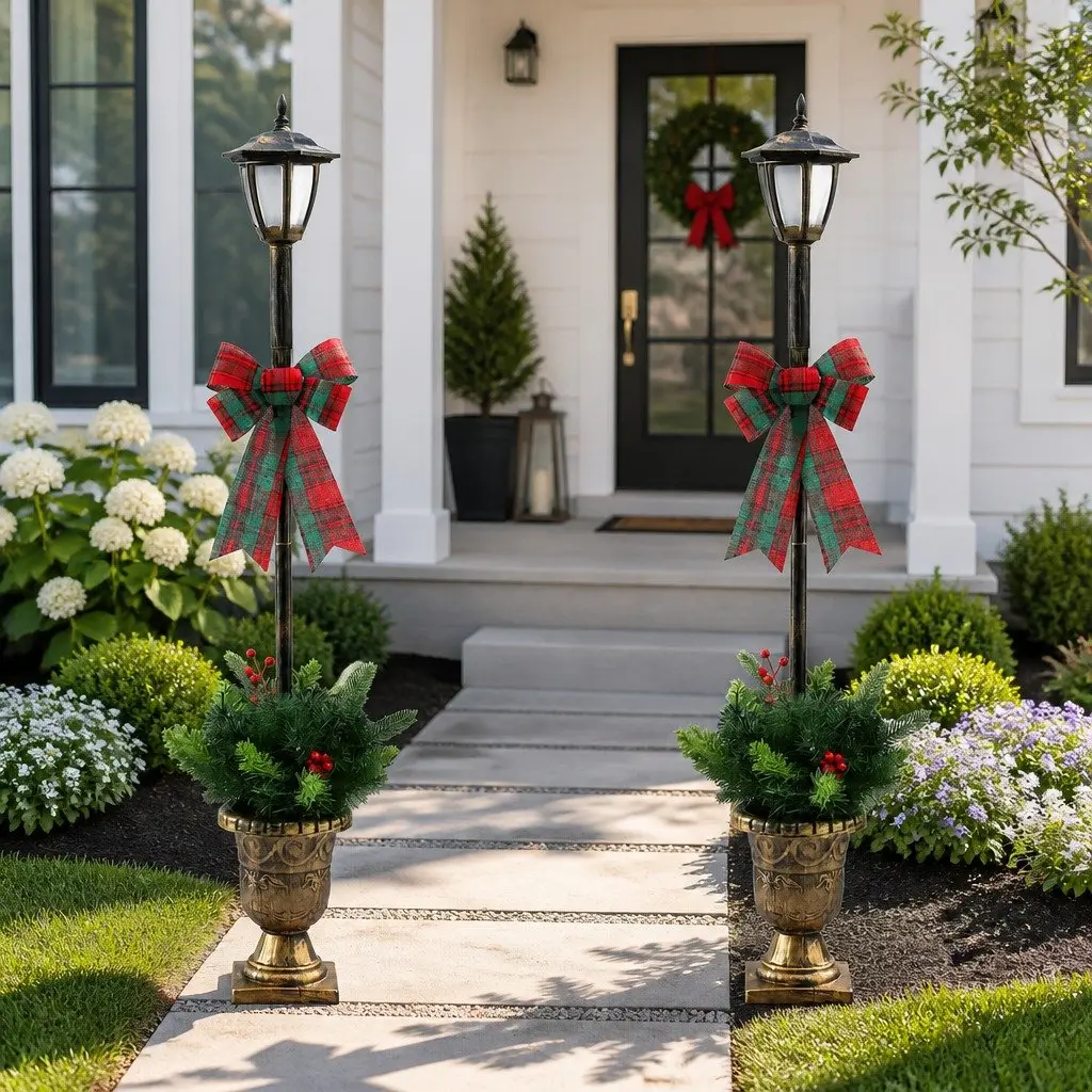 Christmas Lamp Post Warm White 125cm LED Lights Outdoor Decorations Set of 2