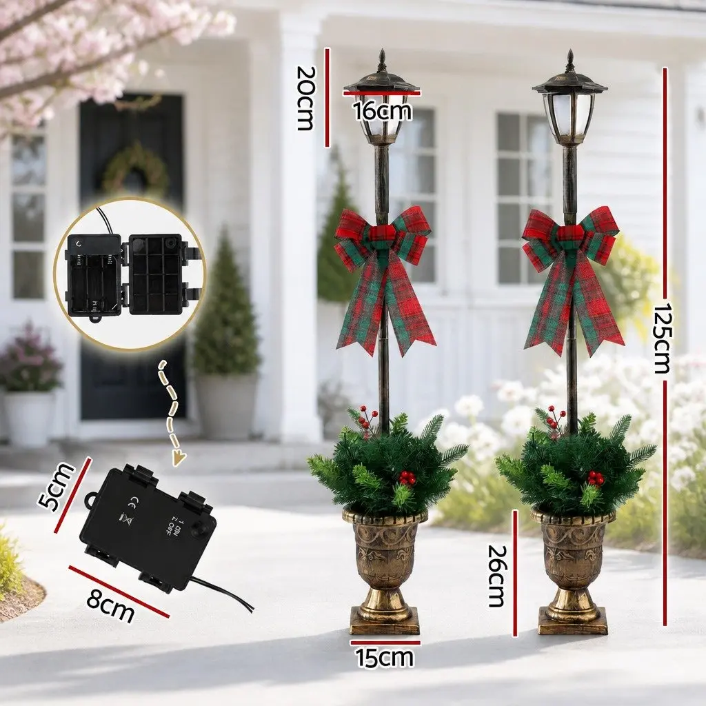 Christmas Lamp Post Warm White 125cm LED Lights Outdoor Decorations Set of 2