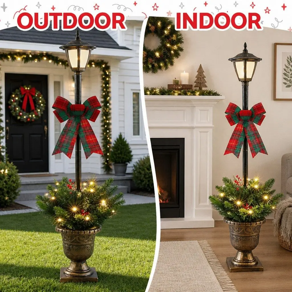 Christmas Lamp Post Warm White 125cm LED Lights Outdoor Decorations Set of 2
