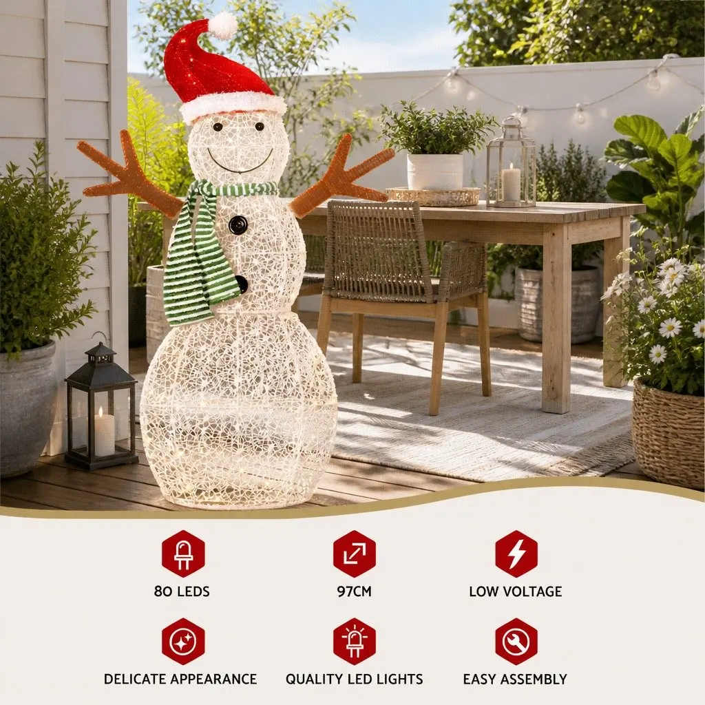 LED Snowman Decoration Multicoloured 0.97M 80 Warm-White Lights Indoor Outdoor