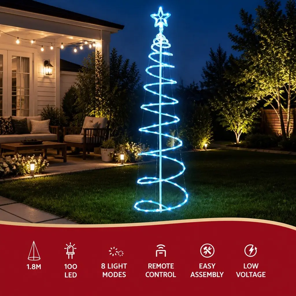 LED Christmas Tree Multicolour 1.8m 100 RGB Lights Bluetooth Control Indoor Outdoor Decoration