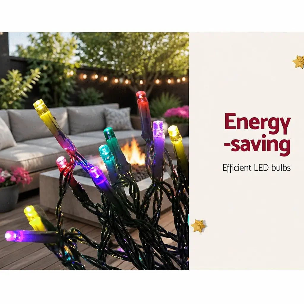Solar Christmas Lights 3M String Light 200 LED Multi-Coloured Cascading Outdoor