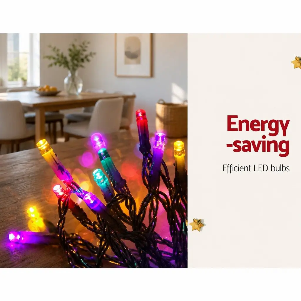 Cascading Solar LED String Lights Multi-coloured 5M 320 Bulbs Outdoor Christmas