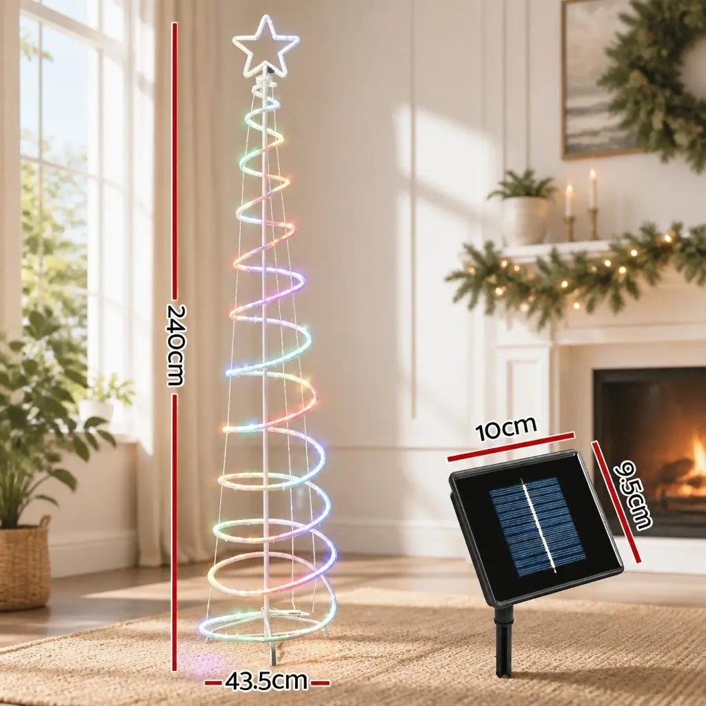 Christmas Tree Multi-colour 2.4M Solar-powered Motif LED Lights Indoor Outdoor Decoration