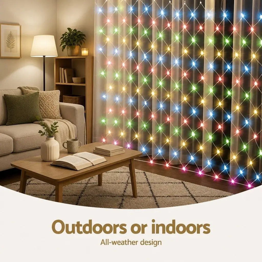 Net String Lights Multicolour 5M x 3M 600 LED Indoor Outdoor Use