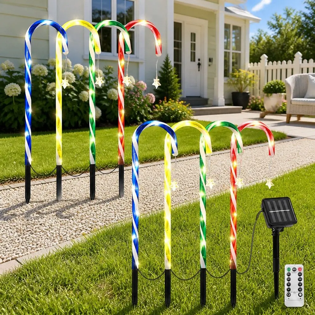 Christmas Path Ground Lights Multicolour 8 Piece 72 LED Solar Powered Water Resistant