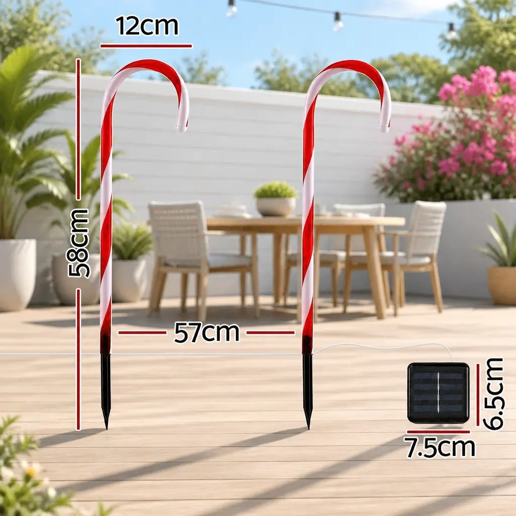 LED Christmas Path Lights White 6 Piece Solar Powered Water Resistant 42 Bulbs Eight Lighting Modes