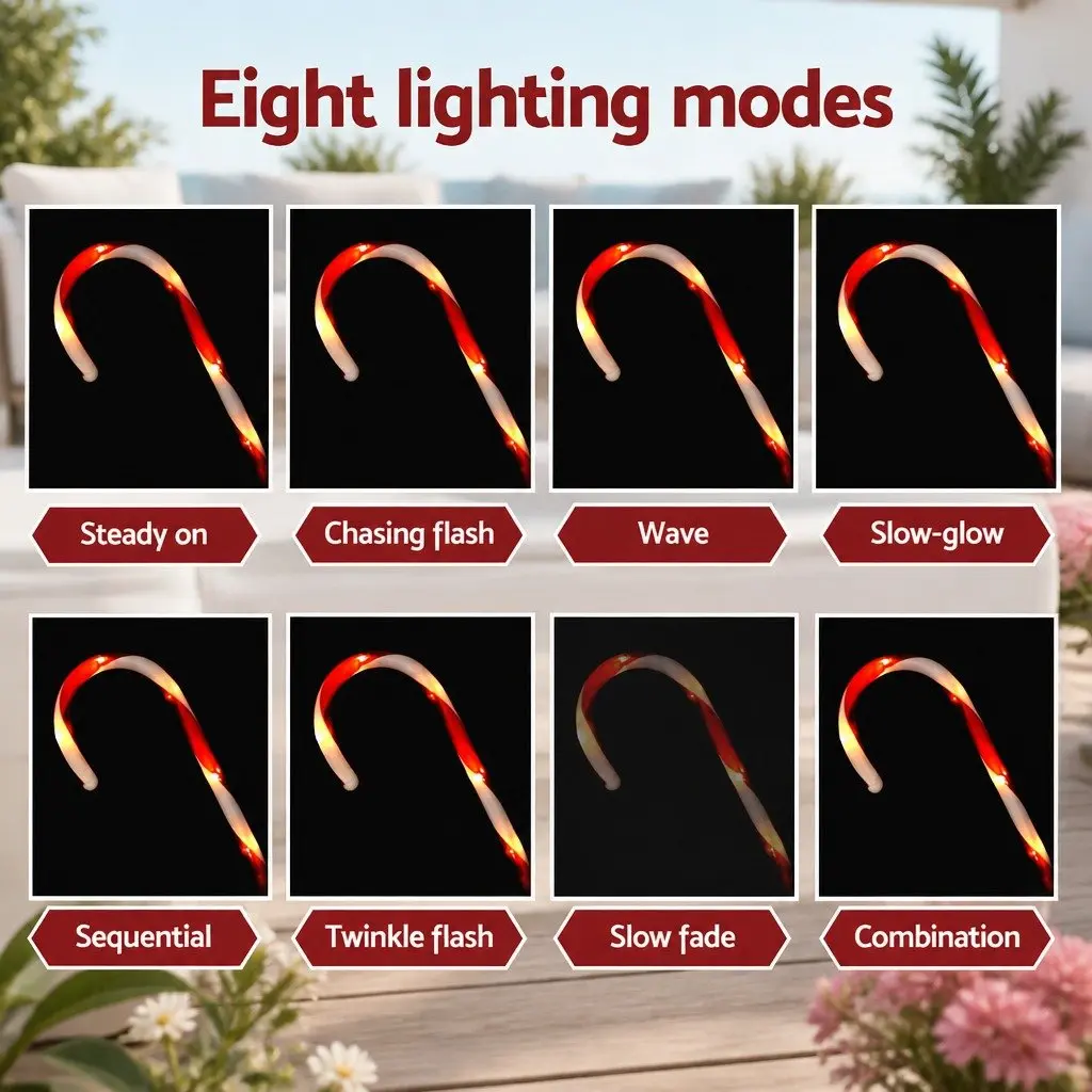 LED Christmas Path Lights White 6 Piece Solar Powered Water Resistant 42 Bulbs Eight Lighting Modes