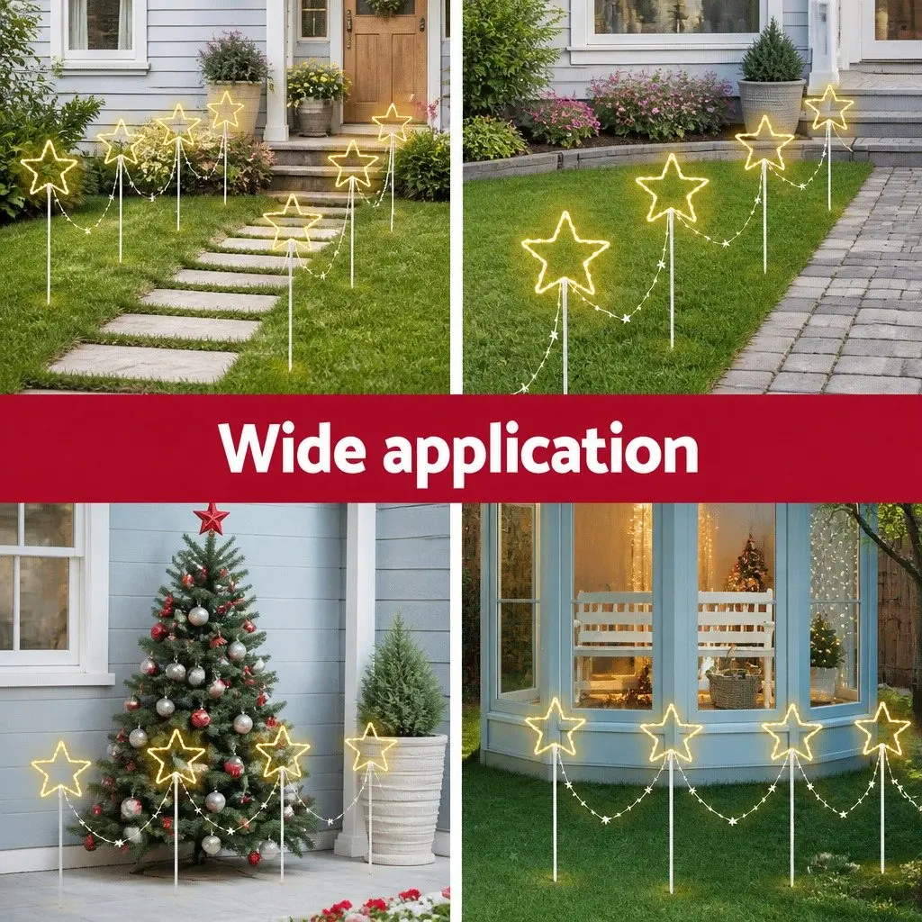 Christmas Lights Ground Light Warm White 4 Piece 144 LED Star 8 Modes