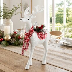 Concise White Glitter Reindeer Decorations for Christmas