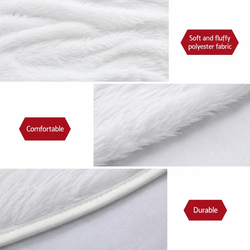 Christmas Tree Skirt White 120cm Plush Fluffy Two-layer Construction