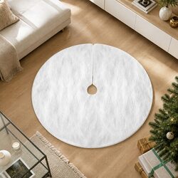 Concise 90cm White Plush Christmas Tree Skirt