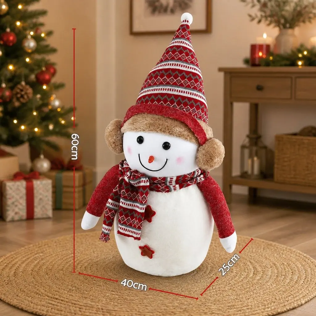 Christmas Snowman Plush Ornament Decorations 60cm Festive Table Display No