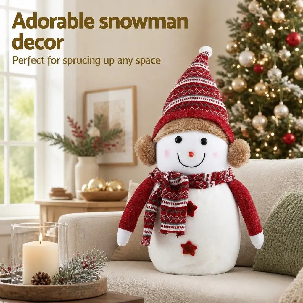 Christmas Snowman Plush Ornament Decorations 60cm Festive Table Display No
