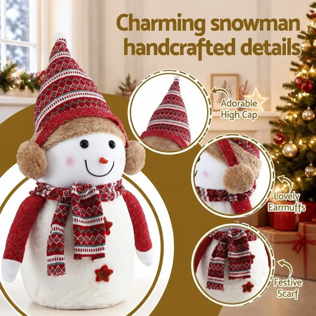 Christmas Snowman Plush Ornament Decorations 60cm Festive Table Display No
